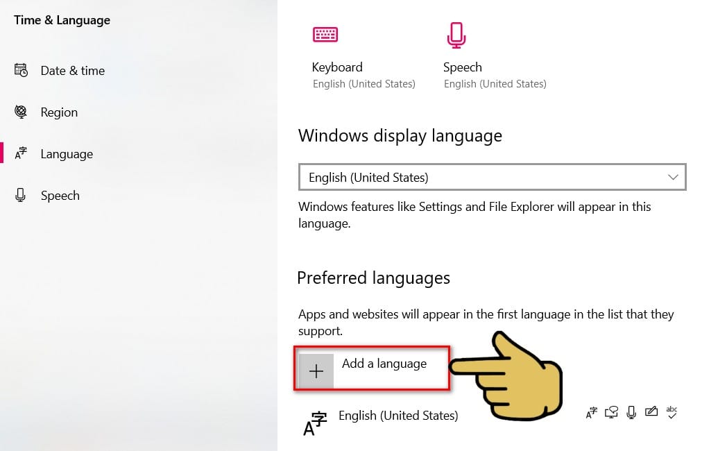 hình chọn add a language